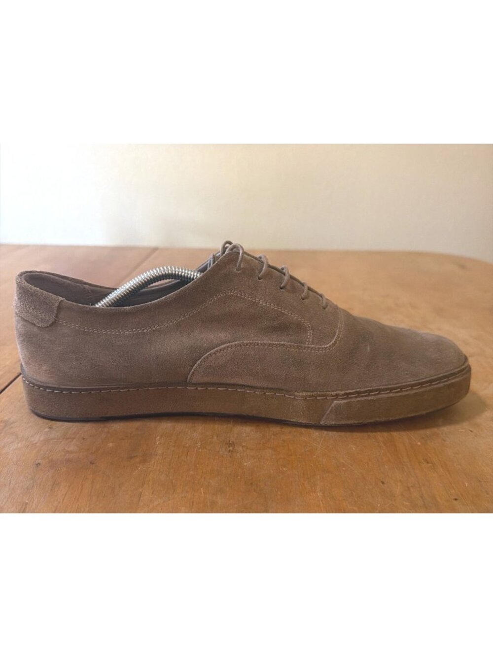 VINCE Sz 11.5-12 NORRIS SUEDE LEATHER LACE-UP PLAIN TOE SNEAKERS FLINT